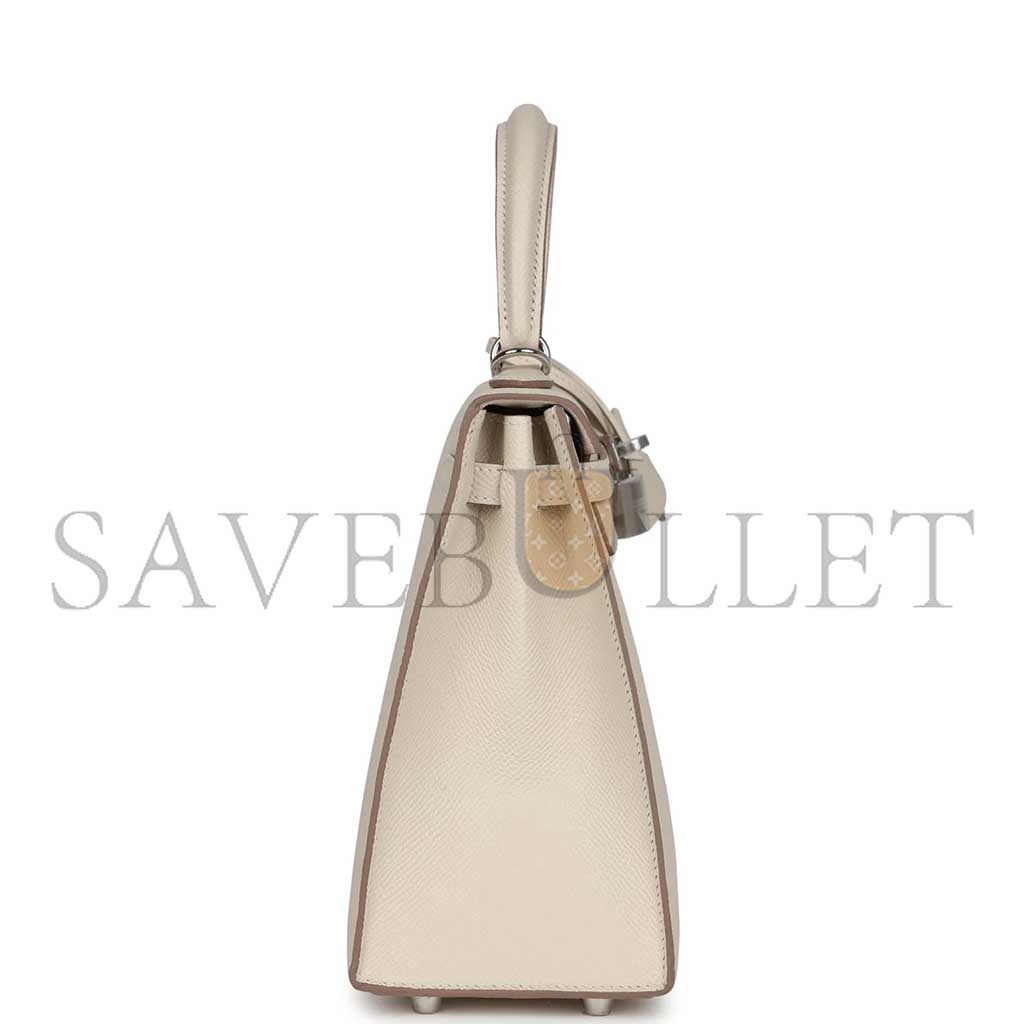 H**mes kelly sellier 25 craie epsom palladium hardware (25*17*7cm)